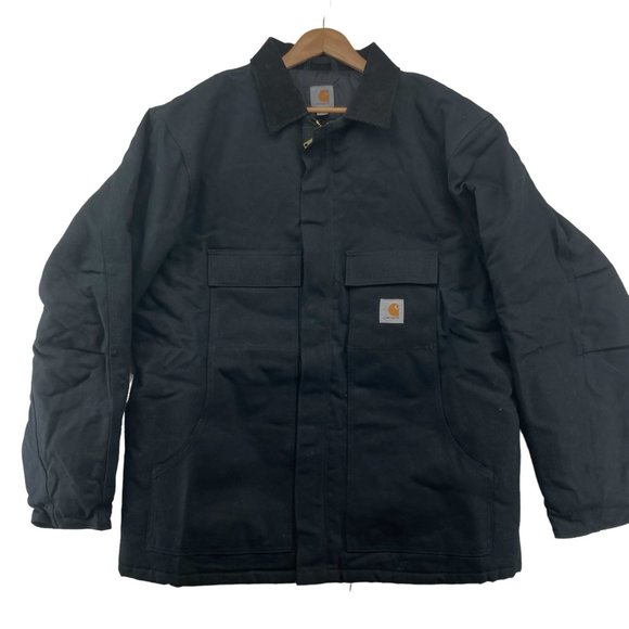 Carhartt Men's Black Zip-up Jacket Yukon Coat Lined C55 size XL Tall NWOT - Picture 1 of 10